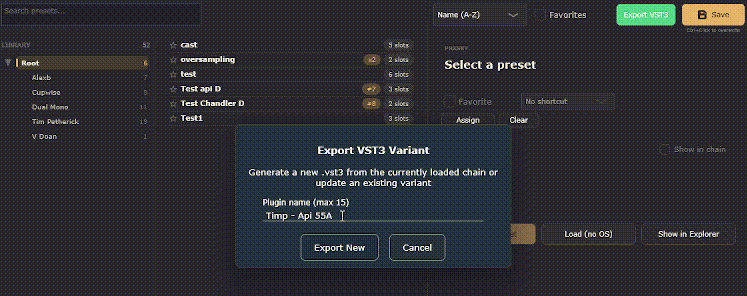 Export any preset as its own VST3